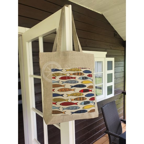 Printed semi-linen shopping bag "Fish"